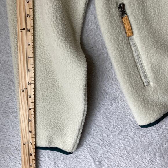 Blue 84 1/4 Zip Fleece Sweatshirt Men M Cream Green Trim Mock Neck Zip Pockets - Picture 9 of 9